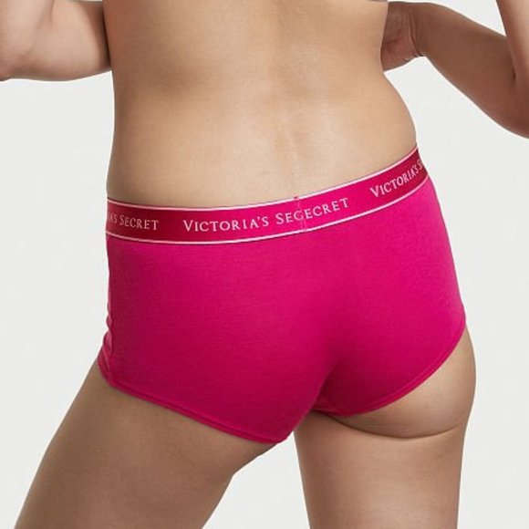 VS XS Boyshort Logo Waist Berry Blush NWT - Picture 3 of 9